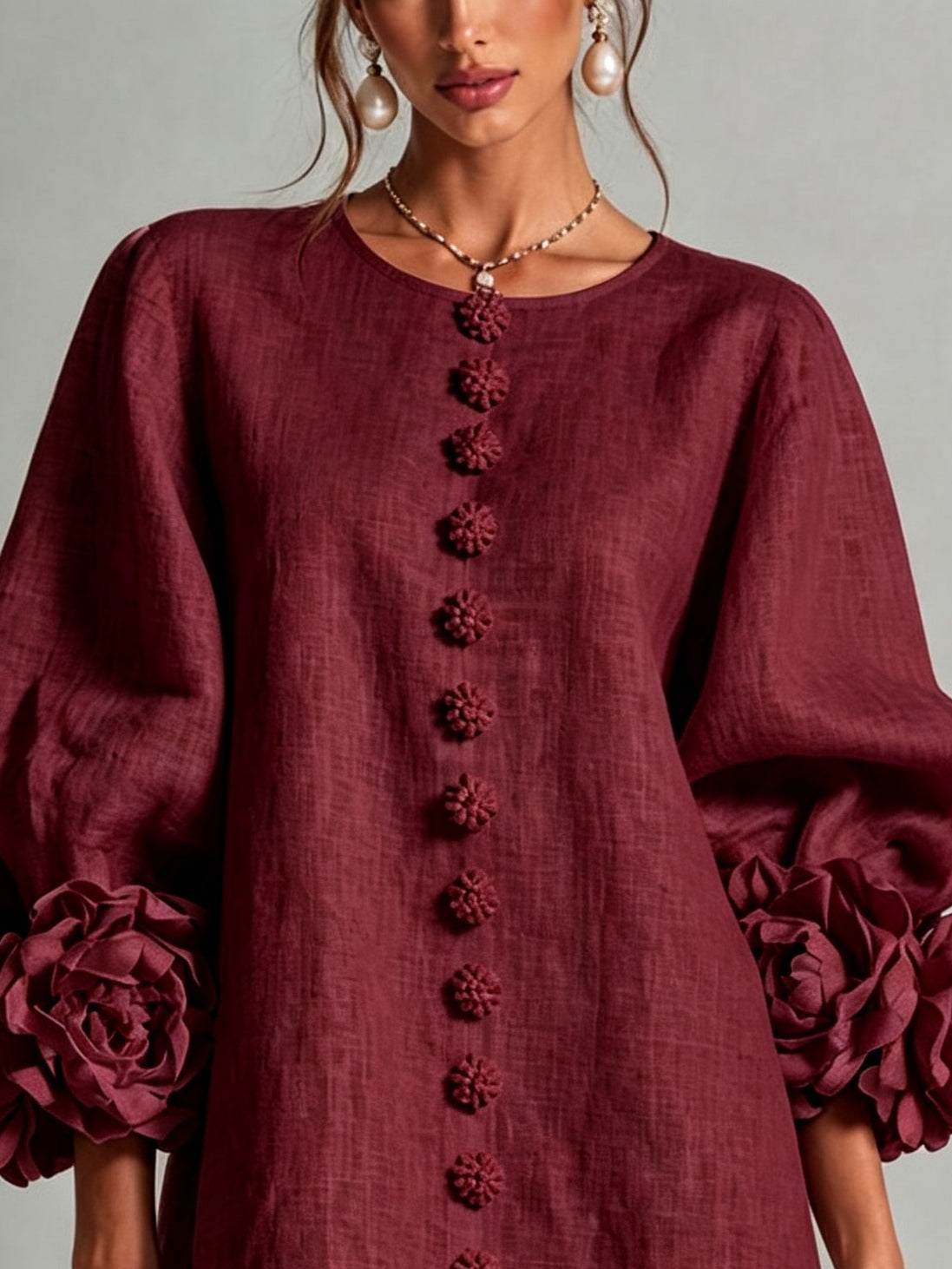 Camellia | Abito Corto con Polsini a Rosetta - Cristina Milano
