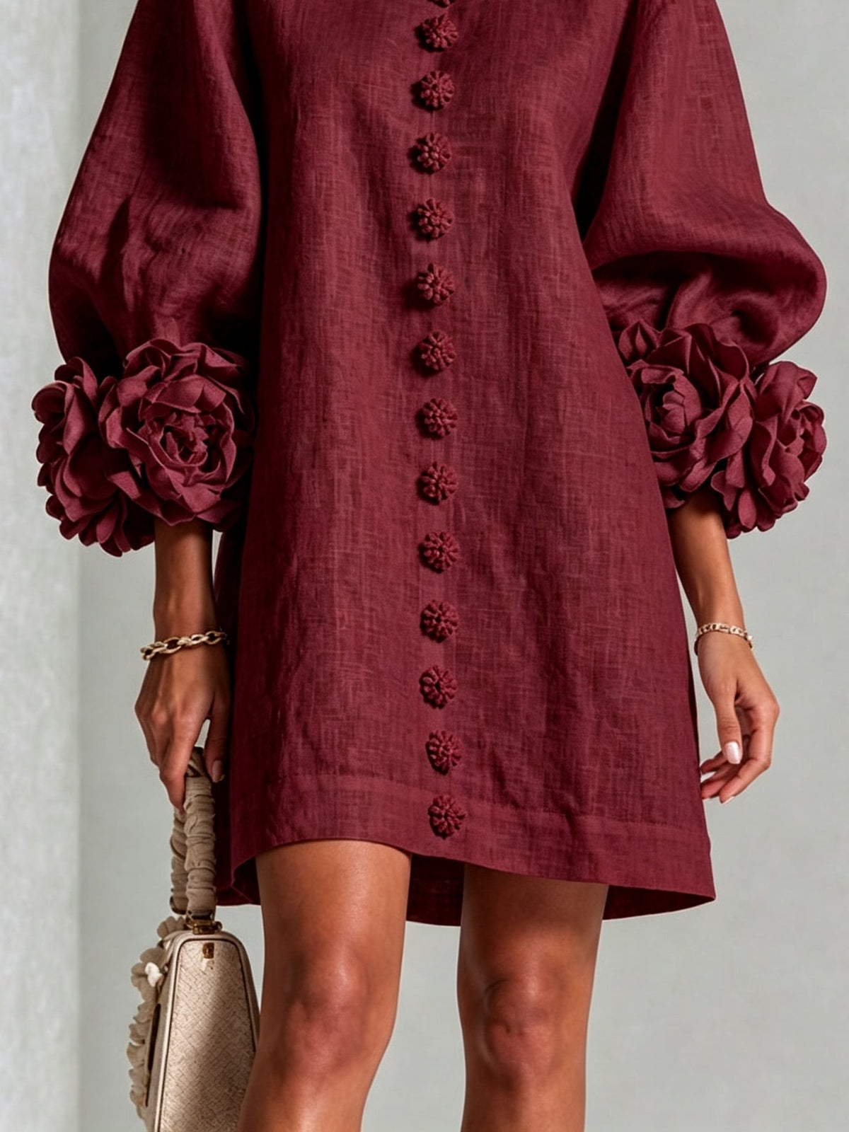 Camellia | Abito Corto con Polsini a Rosetta - Cristina Milano
