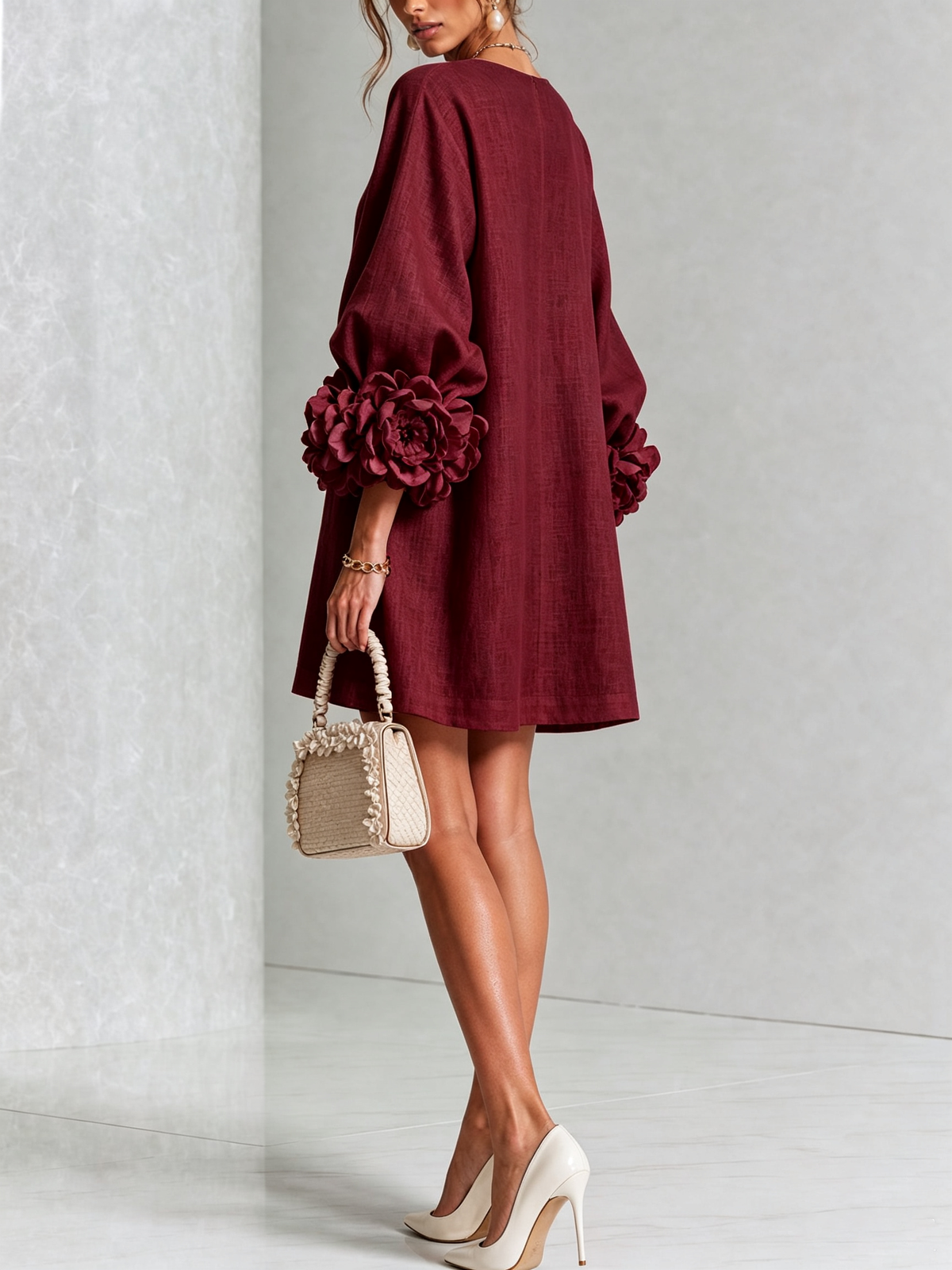Camellia | Abito Corto con Polsini a Rosetta - Cristina Milano