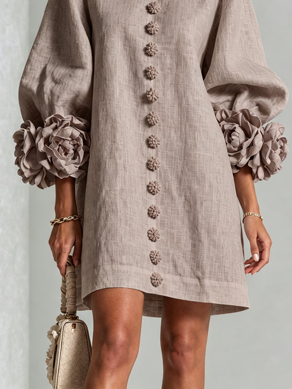 Sadie | Abito Corto con Bottoni e Polsini Floreali - Cristina Milano