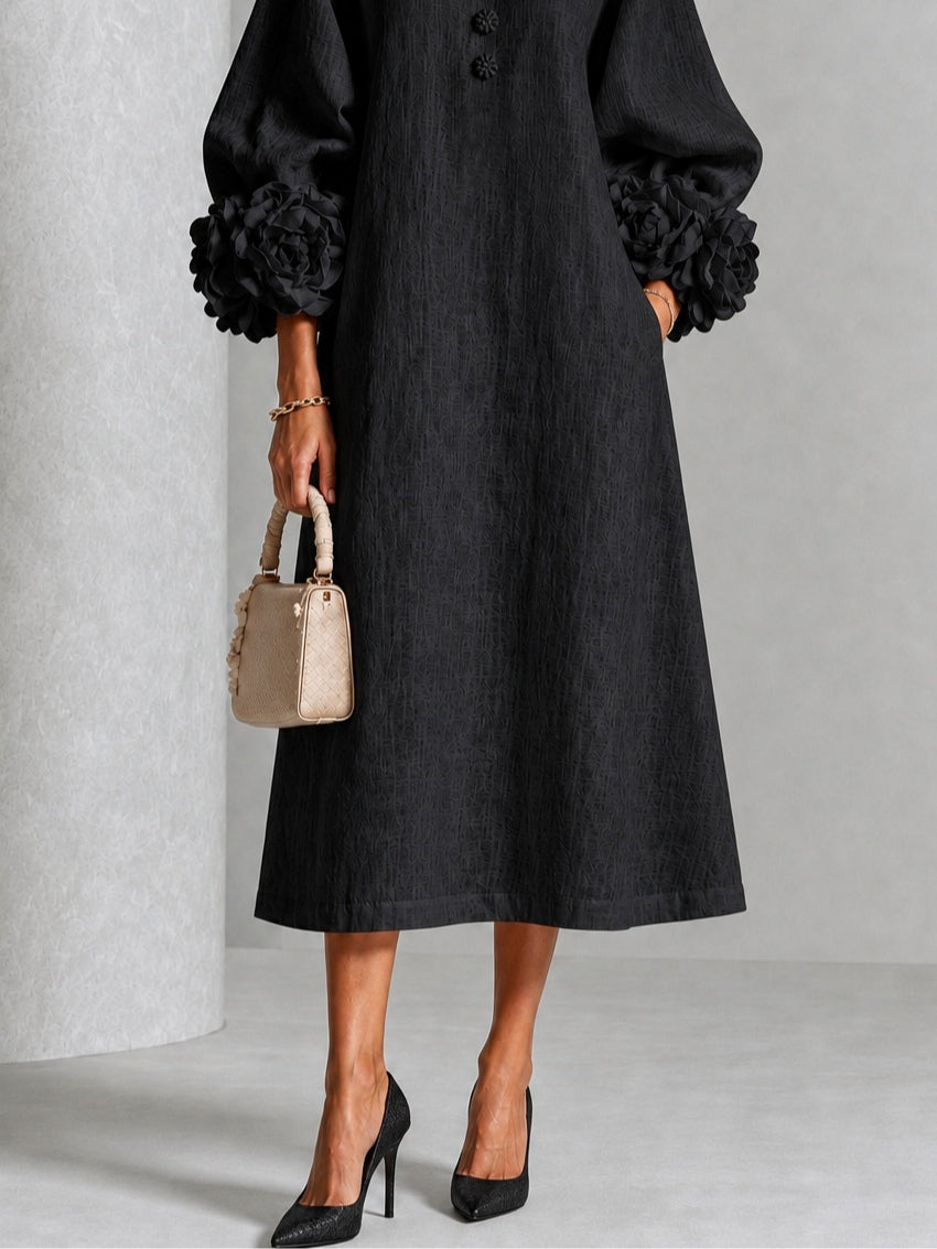 Adriana | Abito Midi con Polsini Floreali - Cristina Milano