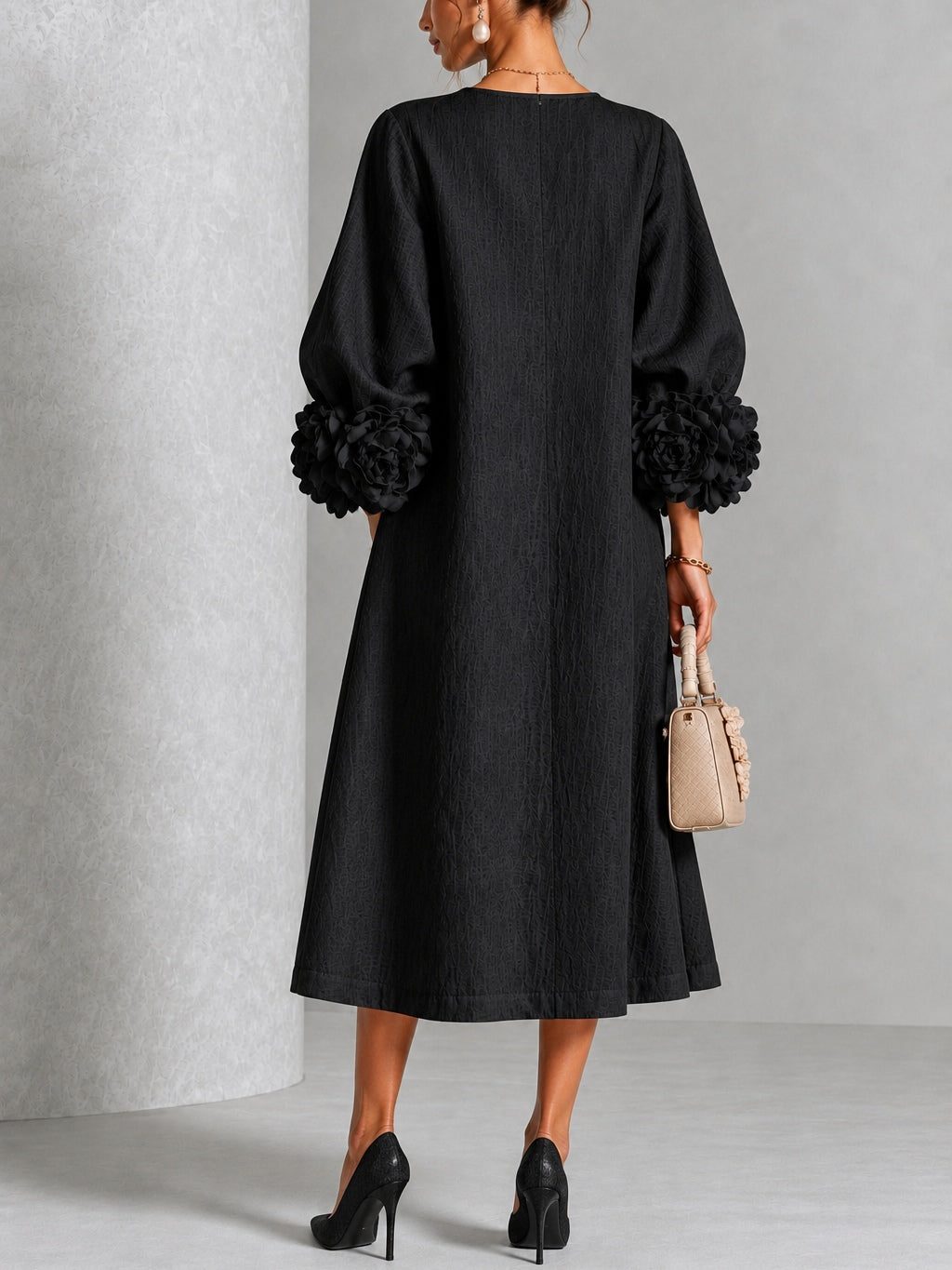 Adriana | Abito Midi con Polsini Floreali - Cristina Milano