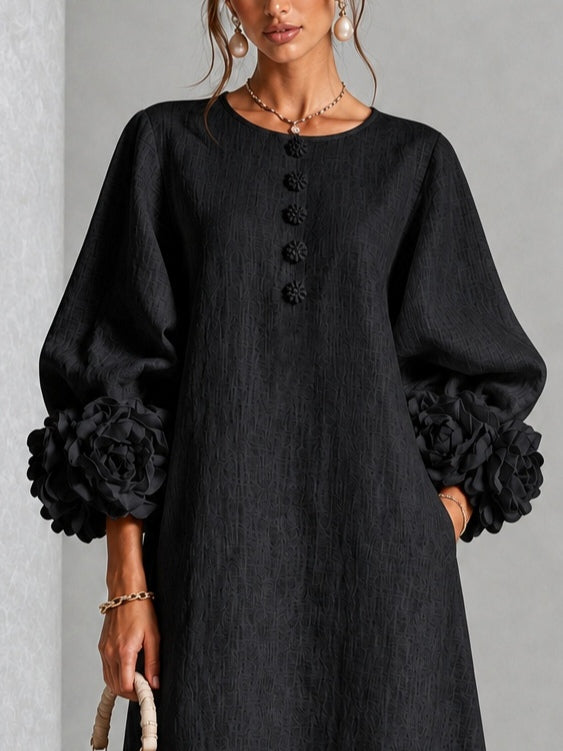 Adriana | Abito Midi con Polsini Floreali - Cristina Milano