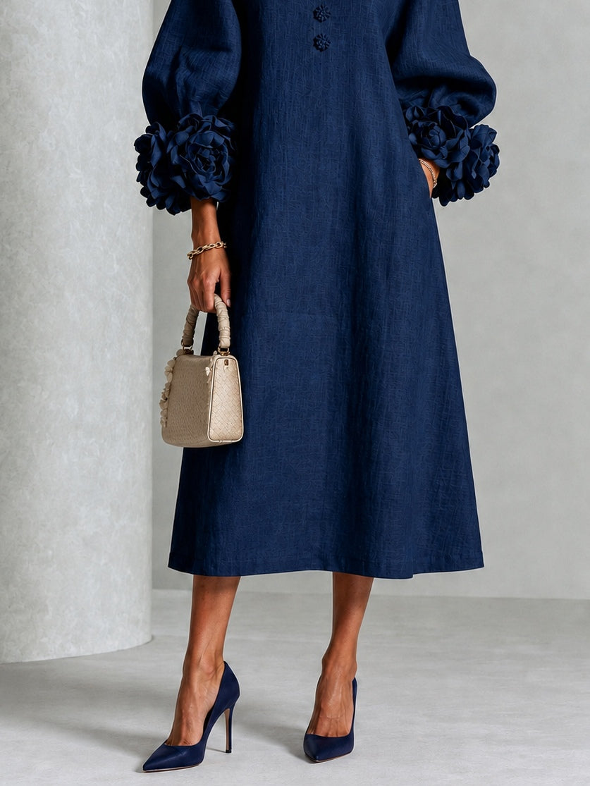 Danica | Abito Midi con Polsini Floreali - Cristina Milano