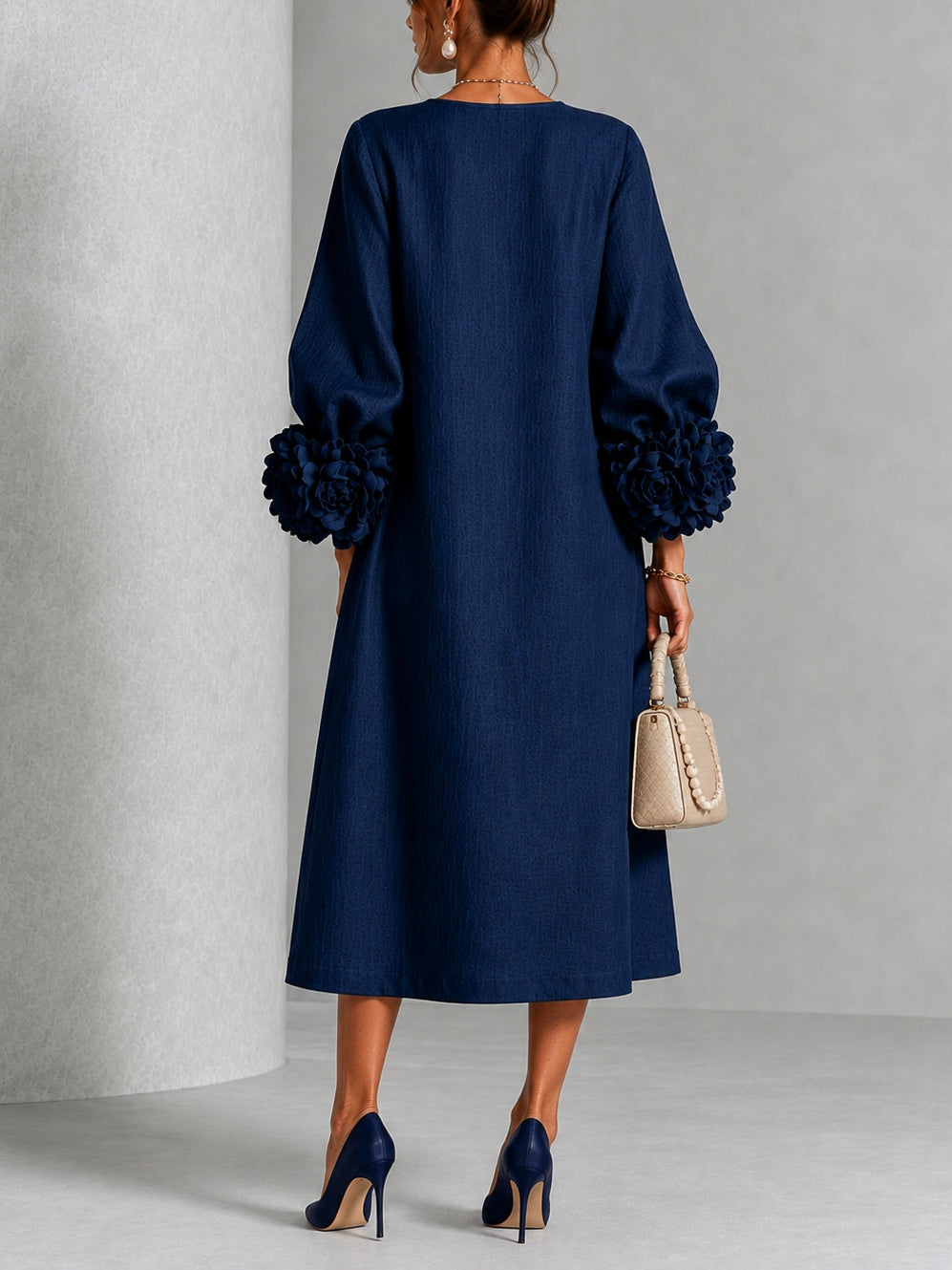 Danica | Abito Midi con Polsini Floreali - Cristina Milano