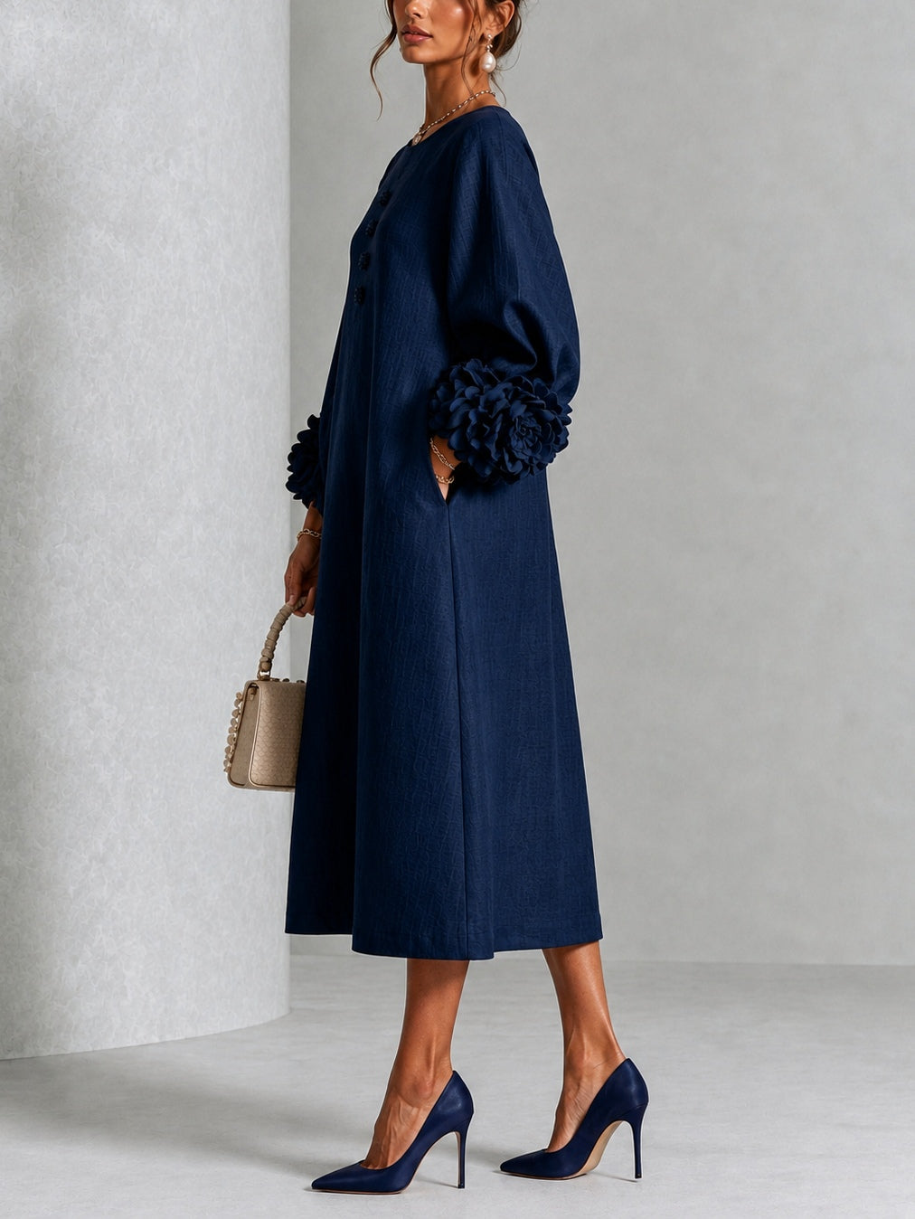 Danica | Abito Midi con Polsini Floreali - Cristina Milano